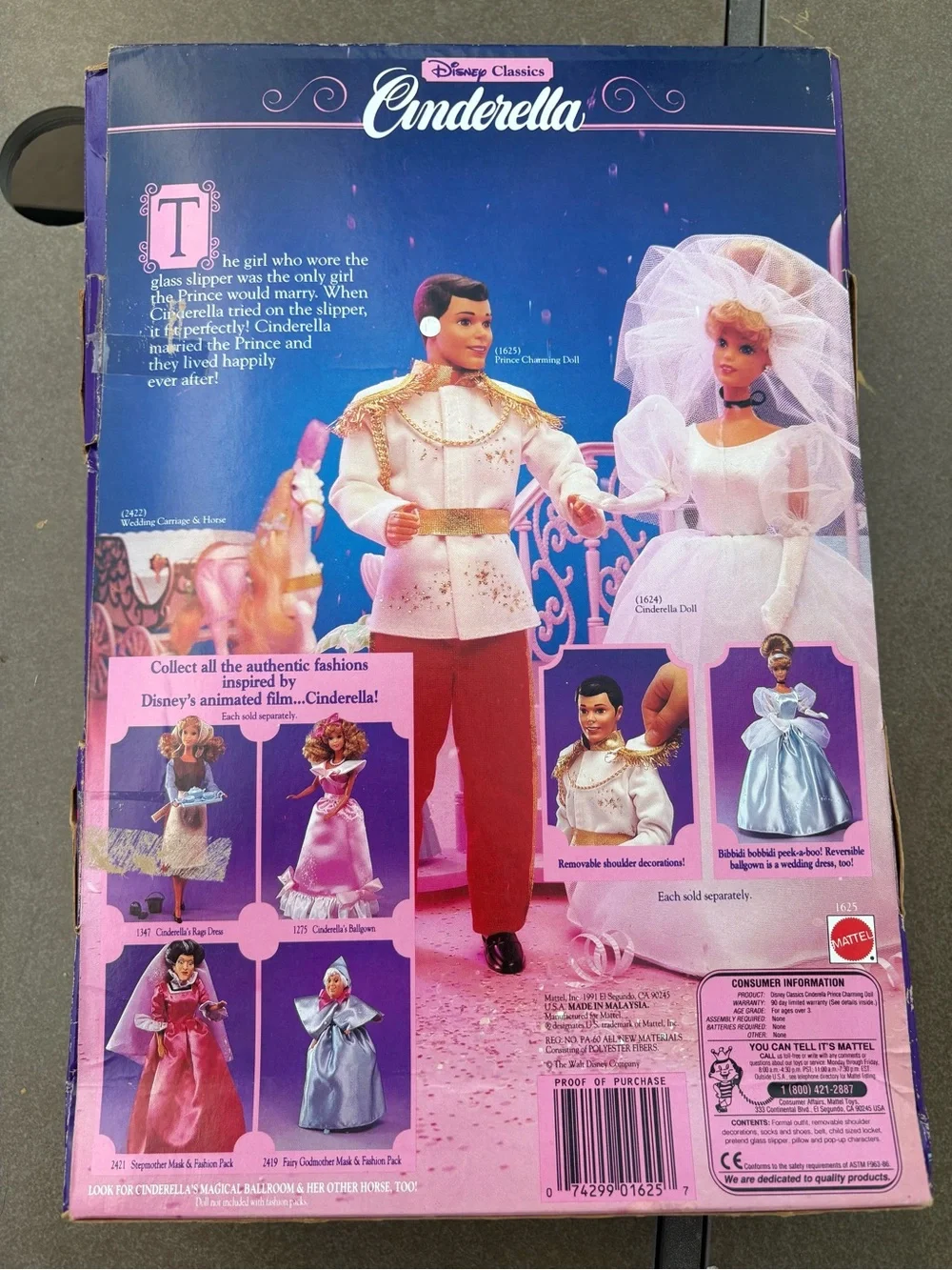 Prince Charming Barbie Disney 1991 Classics Locket & Glass Slipper Nrfb*SomeWear